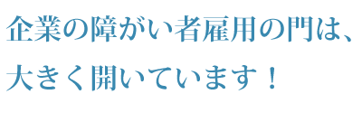 企業の障がい者雇用の門は、大きく開いています！